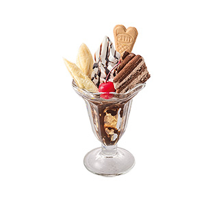 チョコケーキとバナナのチョコレートパフェ